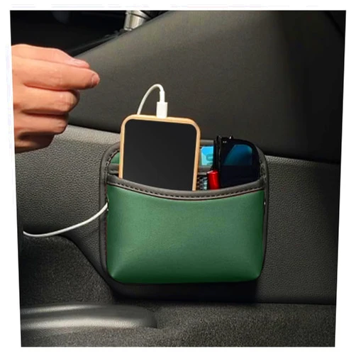 Carleef Car Side Pocket Organizer,Leather Car Bag Organizer for Phone/Card/Key/Change,Universal Multifunctional Car Accessories Interior Car Organizers and Storage for Side/Front/Back Seat (Green)