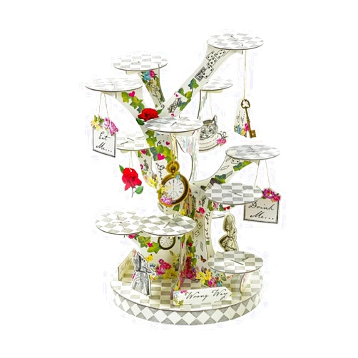 Talking Tables Alice in Wonderland Cake Stand, Beautiful Mother's Day Party Decorations Reusable Cakestand Table Centrepiece for Mad Hatter Afternoon Tea, Birthday, Baby Shower