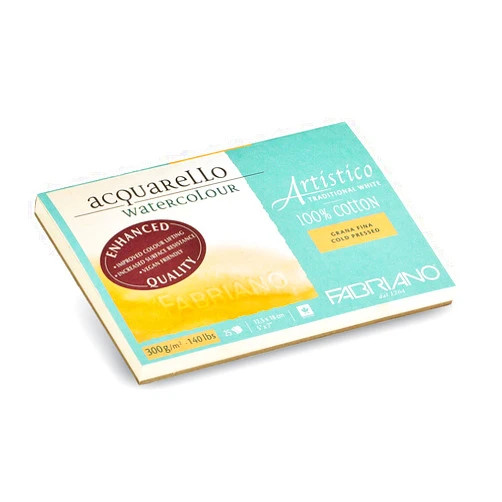 Honsell Fabriano Artistico Traditional White Watercolor Block, 140 lb./300 GSM, Cold Press, 25 Sheets, 5
