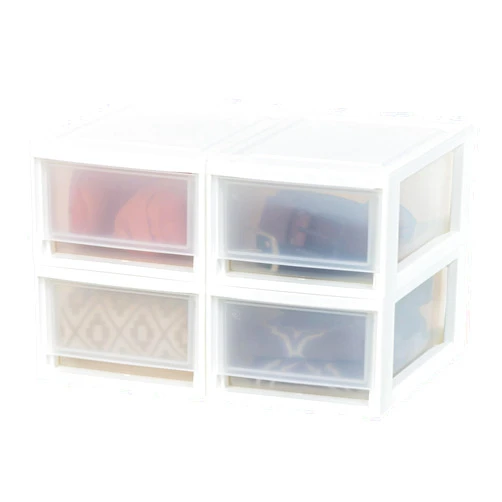 IRIS USA 6 Qt. Plastic Drawer Storage Organizer Stacking Drawers, 4-Pack, Stackable Unit with Sliding Drawer for Clothes Bedroom Kitchen Under Sink Pantry Craft Room Bathroom Dorm Office, White