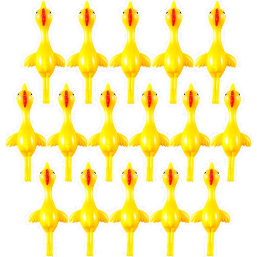 Sumind 16 Pcs Finger Slingshot Rubber Chicken Flying Chicken Flick Silly Chicken Novelty Party Activity Favor Fingers Stretchy Funny Christmas Birthday Goodie Bag Stuffers(Yellow)
