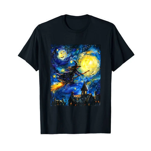 Halloween Designs. Witch Halloween - Van Gogh Style - Starry Night T-Shirt