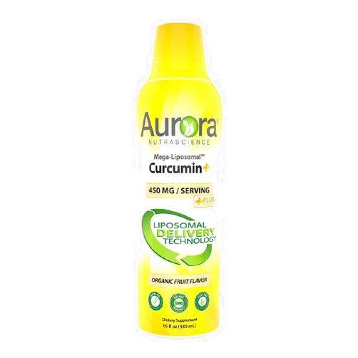 Vida Lifescience Aurora Nutrascience Mega-Liposomal Curcumin+ Vitamin C with CurcuVail, Supports Healthy Joints, Muscles, GI Tract, and Brain, Organic, Non-GMO, 450mg per Serving, 16 fl oz
