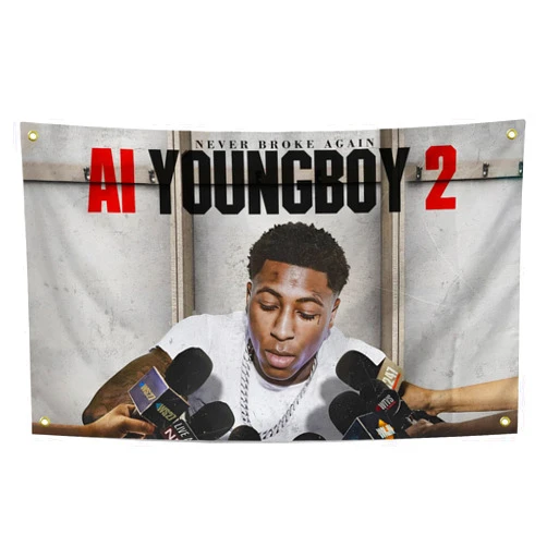 BIiaiue Youngboy Never Broke Again Flag Funny Poster Durable Man Cave Wall Flag for College Dorm Room Decor,Outdoor,Bedroom, Parties gifts, travel, filming,events,festivals.with 4 Brass Grommets 3x5 Feet Flag