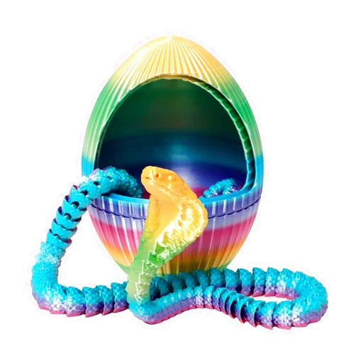 GUANGLU 3D Printed Eggs with Snake Inside, 24In Dazzle Articulated Snake Egg Fidget Toy, Flexible Articulated Snake Executive Desk Toy Home Decor for Boys Kids