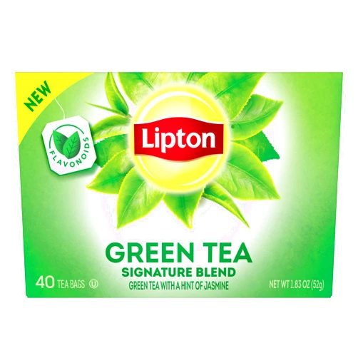 Lipton Signature Blend Green Tea Bags, Unsweetened Teabags for Hot Tea or Iced Tea with Caffeine and Flavonoids, 40 Total Tea Bags