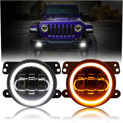 Auxbeam 4 Inch LED Fog Lights for Jeep Wrangler JK Rubicon Unlimited JKU 2007-2018, 60W Driving Offroad 4