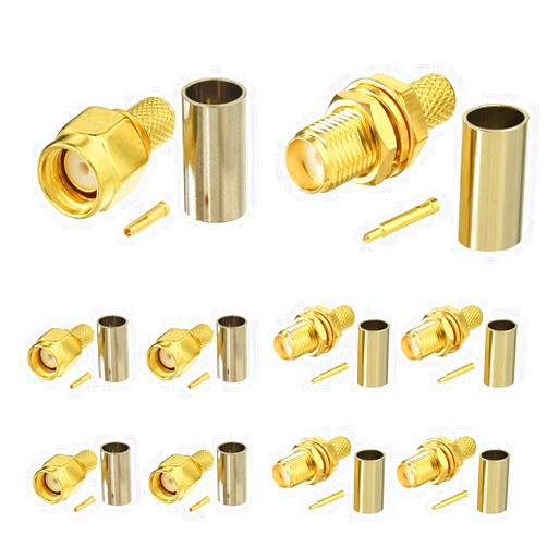 Superbat RPSMA Crimp Connectors Kit RP-SMA Male + RP-SMA Female Crimp Solder Connectors Kit RG58 RG303 RG141 RG142 RG400 LMR195 Low Loss Coax Cable 10-Pack