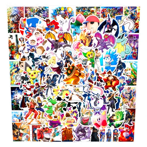 SCPTOD 100pcs Super Smash Bro Stickers for Laptop, Cool Game Classic Cartoon Vinyl Decals for Teens Kids Boys Computer Skateboard Water Bottles Phone Scrapbook Car Luggage