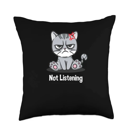 Witty Ironic Antisocial Weird Snarky Not Listening Funny Sarcastic Humor Sarcasm Introvert Nerd Throw Pillow, 18x18, Multicolor