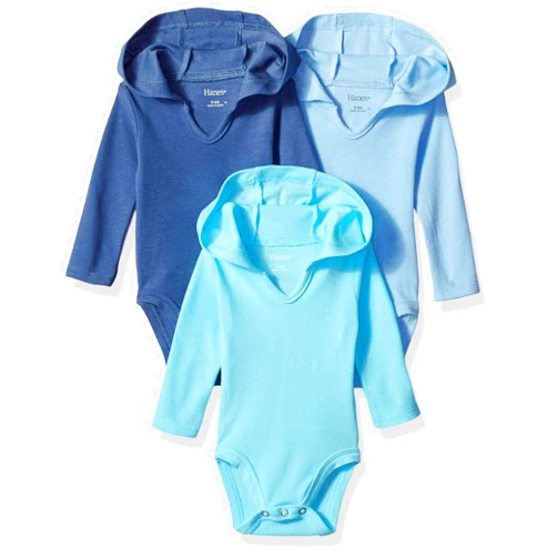 Hanes Ultimate Baby Flexy 3 Pack Hoodie Bodysuits