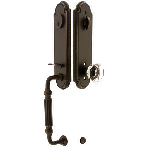 Emtek Orleans Style Tubular Handleset in Oil Rubbed Bronze with Old Town Knobs and 2 3/4' Backset