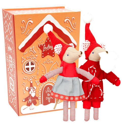 LEVLOVS Christmas Mice in Gingerbread House Mouse in a Matchbox Toy Baby Registry Gift (Christmas Mice)