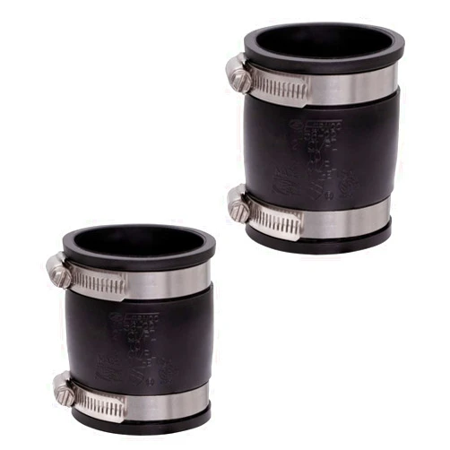 Fernco 1056-22 2-in. Flexible PVC Pipe Coupling for Cast Iron and Plastic Plumbing Connections, 2–Pack