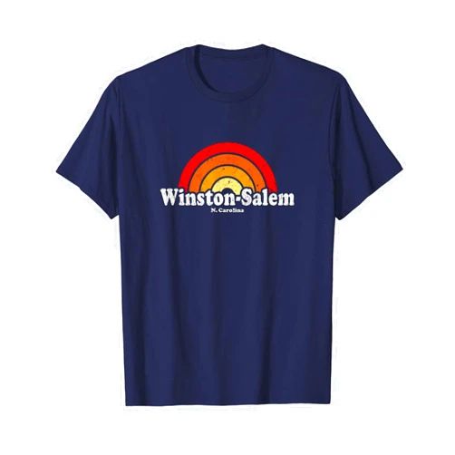 Retro North Carolina T-Shirts & NC Tees Winston-Salem North Carolina NC Vintage 70s Retro Rainbow De T-Shirt