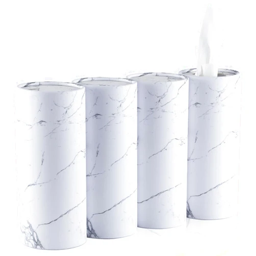 SINGARO Car Tissue Holder, 4 Pack Car Cup Holder Facial Tissues with Kleenex Travel Tissue Bag, Quick and Convenient Flower Combination Car Tissue Box(4 Canisters/200 Tissues) White
