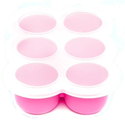 WeeSprout Silicone Freezer Tray with Clip on Lid Perfect Food Storage Container for Homemade Baby Food, Vegetable, Fruit Purees, and Breast Milk (Bright Pink, Six 3 Ounce Sections)