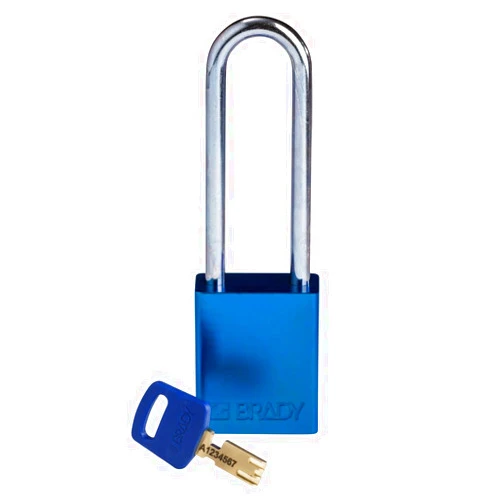 Brady SafeKey Lockout Padlock - Aluminum - Blue - 3.0