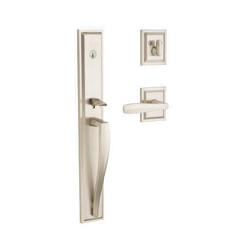 Baldwin Torrey Pines, Front Entry Handleset with Interior Lever, Featuring SmartKey Deadbolt Re-Key Technology and Microban Protection, in Satin Nickel, 20