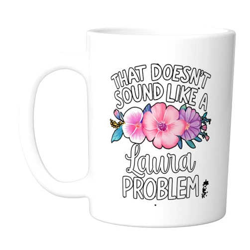 Retro Gift For Women Gift For Laura Laura Personalized Cute Flower Girls Laura Name Ceramic Mug, White