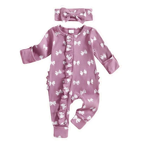 FYBITBO Preemie Girls Baby Clothes Im New Here Newborn Outfit Ribbed Knit Jumpsuit Romper Infant Going Home Outfit Clothing