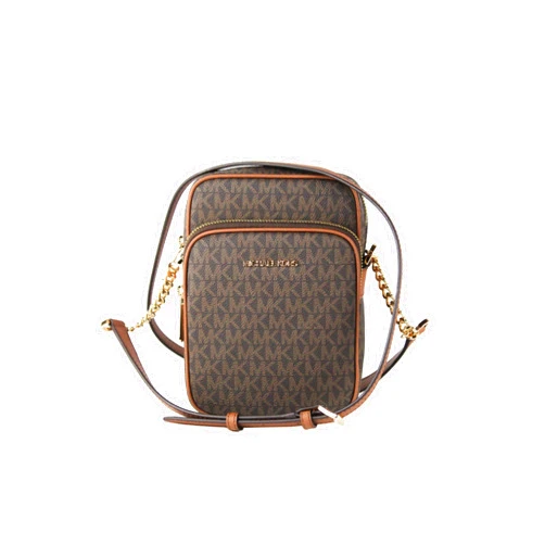 Michael Kors Jet Set Travel Signature PVC Medium Logo Chain Crossbody Flight Bag