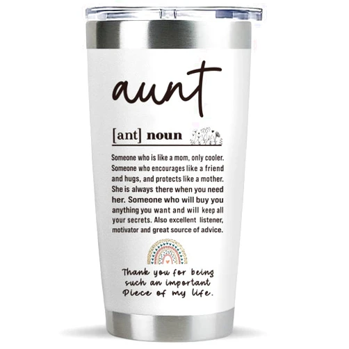 Agantree art Gifts for Aunt from Niece Nephew, Best Aunt Ever Gifts, Aunt Birthday Gifts, Mothers Day Gifts for New Aunt Auntie Aunty, Aunt Announcement Gifts Aunt Definition 20oz Tumbler