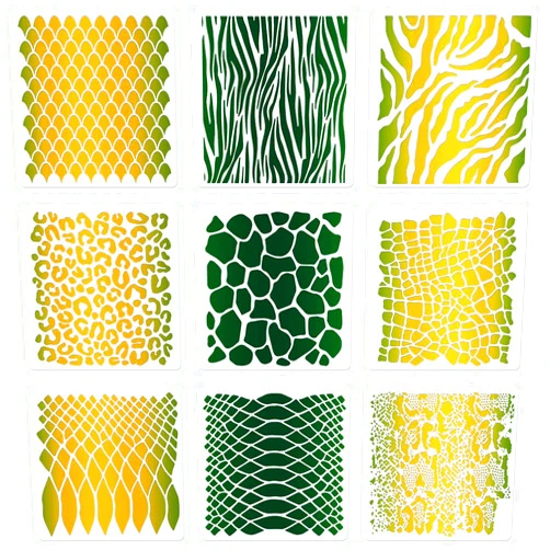CINPIUK 9PCS Animal Print Cookie Stencils for Cake Painting, Safari Animal Print Airbrush Stencil includes Snakeskin Leopard Zebra Alligator Scale Reusable Templates DIY Crafts, 7 Inch