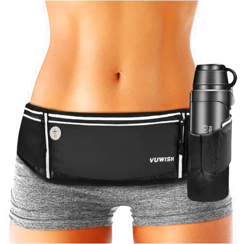 VUWISH Running Belt Fanny Pack Black Polyester One Size