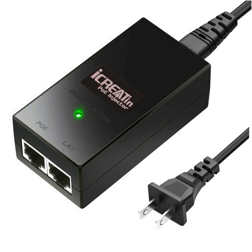 ICreatin 24V Gigabit POE Injector, 24V DC Passive PoE Adapter for Ubiquiti POE-24-12W-G, POE-24-12W-G-WH, POE-24-7W-G-WH, for TP-Link TL-PoE2412G and Mikrotik PoE Devices