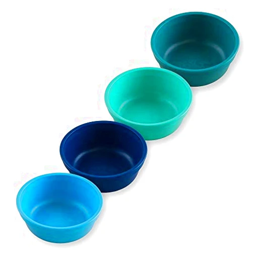 Re-Play Made in USA 12 Oz. Reusable Plastic Bowls, Pack of 4 Without Lid - Dishwasher and Microwave Safe Bowls for Snacks and Everyday Dining - Toddler Bowl Set 5.75