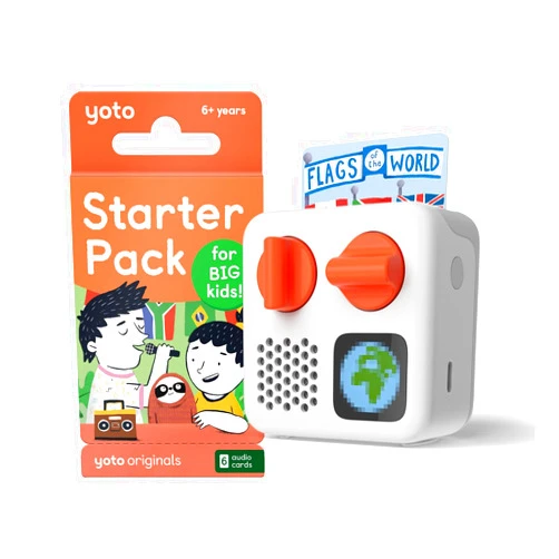 Yoto Mini (2024 Edition) + Starter Pack for Big Kids Bundle – Screen-Free Bluetooth Audio Player, All-in-1 Travel Device for Stories Music Podcasts Radio, Use as Speaker or with Headphones