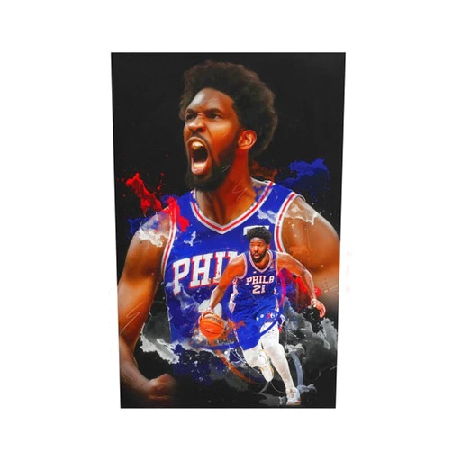 jcanqu Joel Embiid Poster Basketball Canvas Poster Wall Art Decor Print Picture Paintings for Living Room Bedroom Decoration Unframe:12x18inch(30x45cm)