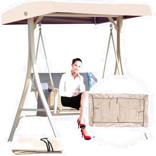 PQGKOBR Swing Canopy Replacement Cover,Outdoor Swing Canopy Replacement Porch Top Cover Seat Furniture 2-3 Seater Waterproof Top Cover for Patio Swing Garden Swing Outdoor(Color:Beige)