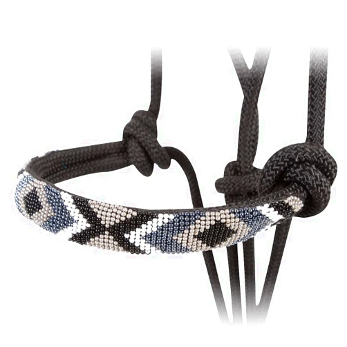 Cashel Beaded Nose Rope Halter w/9ft Lead Black