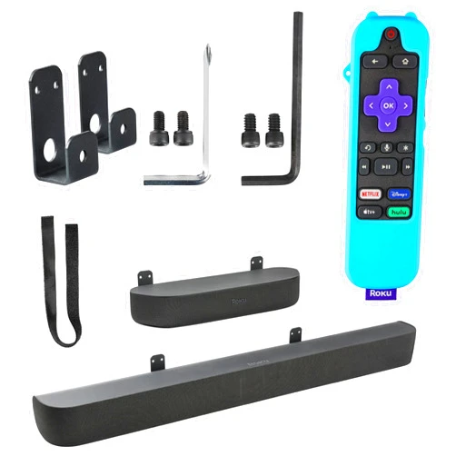 Wabracket Wall Mount Bracket for Roku Streambar,Roku Smart Soundbar, Sturdy Soundbar Holder for Roku, with Silicone Remote Cover