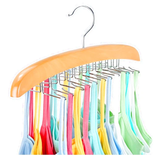 Resovo Tank Top Hanger with Premium Wood, 24 Large Capacity, Space Saving,360 Degree Rotating, Foldable Metal Hooks, Tank Tops
