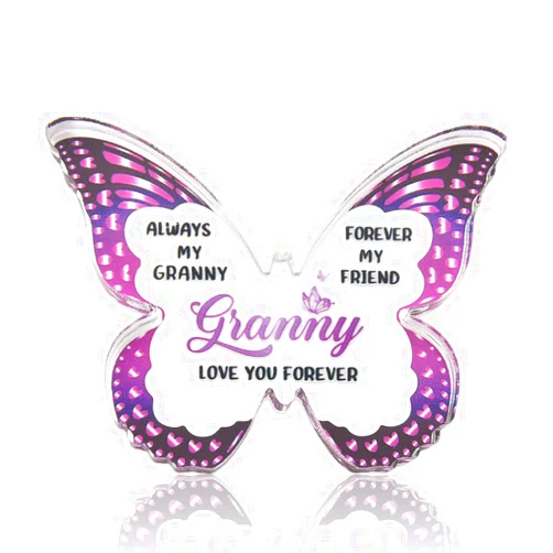 Pliwcas Purple Granny Butterfly Decorative Signage for Grandma Mothers Day Gifts from Granddaughter Grandson Novelty Grandmas Birthday Gifts for Great Grandmother Nanny Retirement Gifts for Gigi Mimi