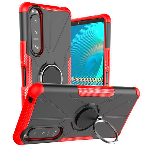 LiuShan Compatible with Sony Xperia 5 III case,360° Rotation Ring Holder KickstandMilitary Grade Shockproof Cover for Sony Xperia 5 III Smartphone（Not Applicable Sony Xperia 1,Red