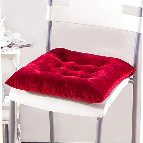 Quekuin Crystal Velvet Chair Pad Home Kitchen Office Seat Cushion 15.7x15.7inch Square Chair Cushion for Home Furniture & Decor (Red)