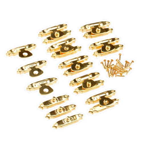 Dophee 10Pcs Gold Retro Decorative Hasp Latch, Box Clasp With Mounting Nails for Jewelry Wooden Case, Toolbox, Suitcase, Treasure Chest, Trunk Hardware, 26x16mm/1.02