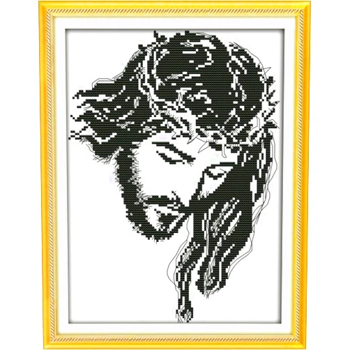 Awesocrafts Cross Stitch Kits, Awesocrafts Meditation Jesus Easy Patterns Cross Stitching Embroidery Kit Supplies Christmas Gifts, Stamped or Counted (Jesus, Stamped)