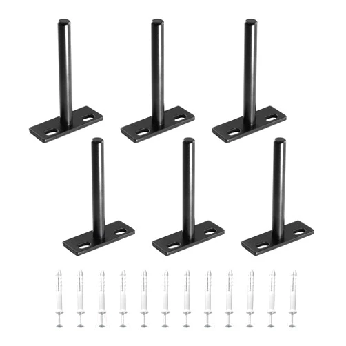 Seimneire 6pcs 3 Inch Floating Shelf Bracket, Heavy Duty Hidden Shelf Brackets, Matte Black Invisible Shelf Supports with Screws and Wall Plugs, Solid Cold Rolled Steel