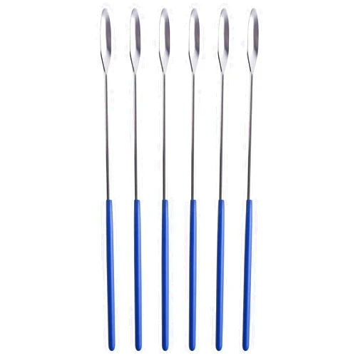 Aozita 6 Pack Lab Spatula - Micro Lab Spoon/Scoop with Nickel-Stainless Blade - Also Great Filler, Gel Cap Capsule Pill Filler Machine - #000 00 0 1 2 3