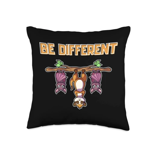 Mir Reichts ich geh Abhängen Animal Shop It's Okay to be Different Sei Anders Meerkat Bat Throw Pillow, 16x16, Multicolor