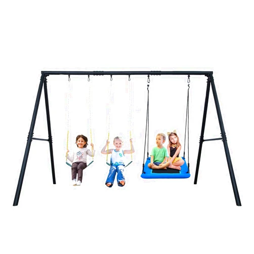 Hapfan 600lbs Heavy Duty Swing Set with 1 Platform Swing, 2 Belt Swings,A Frame Metal Swing Set for Outdoor Backyard
