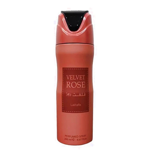 Lattafa Velvet Rose Mujer Perfumed Deodorant Spray, 6.7 Ounce (Unisex)