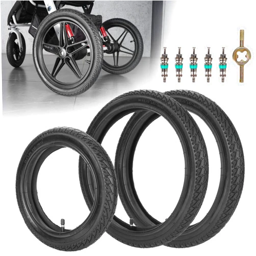WEIYINGSI Front 12/12.5×1.75/2.125/2.25 and Rear 16×1.75/2.125 Tires and Tubes (1+2) Fit for 3-Wheeler Gear Jogging Troller Models (Both Single and Double Strollers) Including Revolution SE/Pro/Flex/SU/Ironman