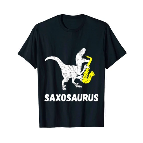 Cool Sax Saxophone Jazz Music Instrument Dinosaur Funny Saxophone T-Rex T-Shirt