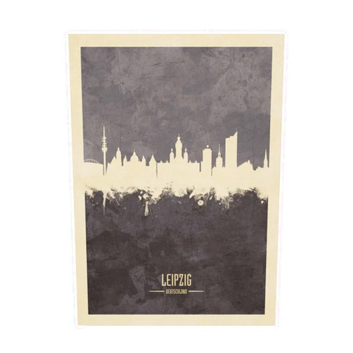 Trademark Fine Art Leipzig Germany Skyline Gray by Michael Tompsett, 14x19
